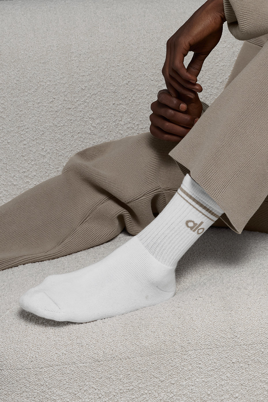 Unisex Half-Crew Throwback scok - 10 pairs - White/Light Cocoa