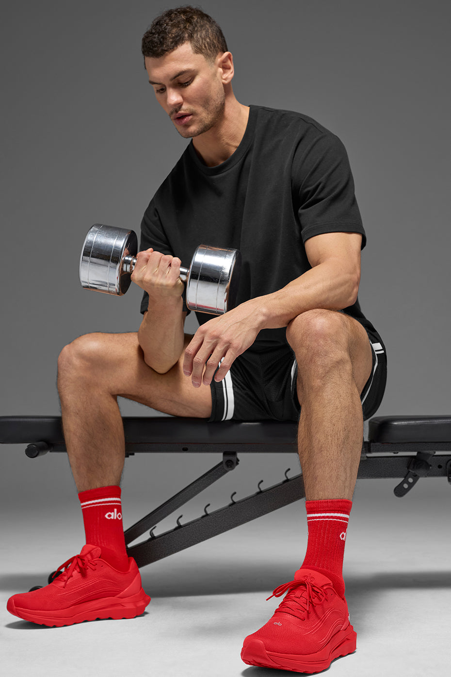 Unisex Half-Crew Throwback scok - 10 pairs - Bright Red/White