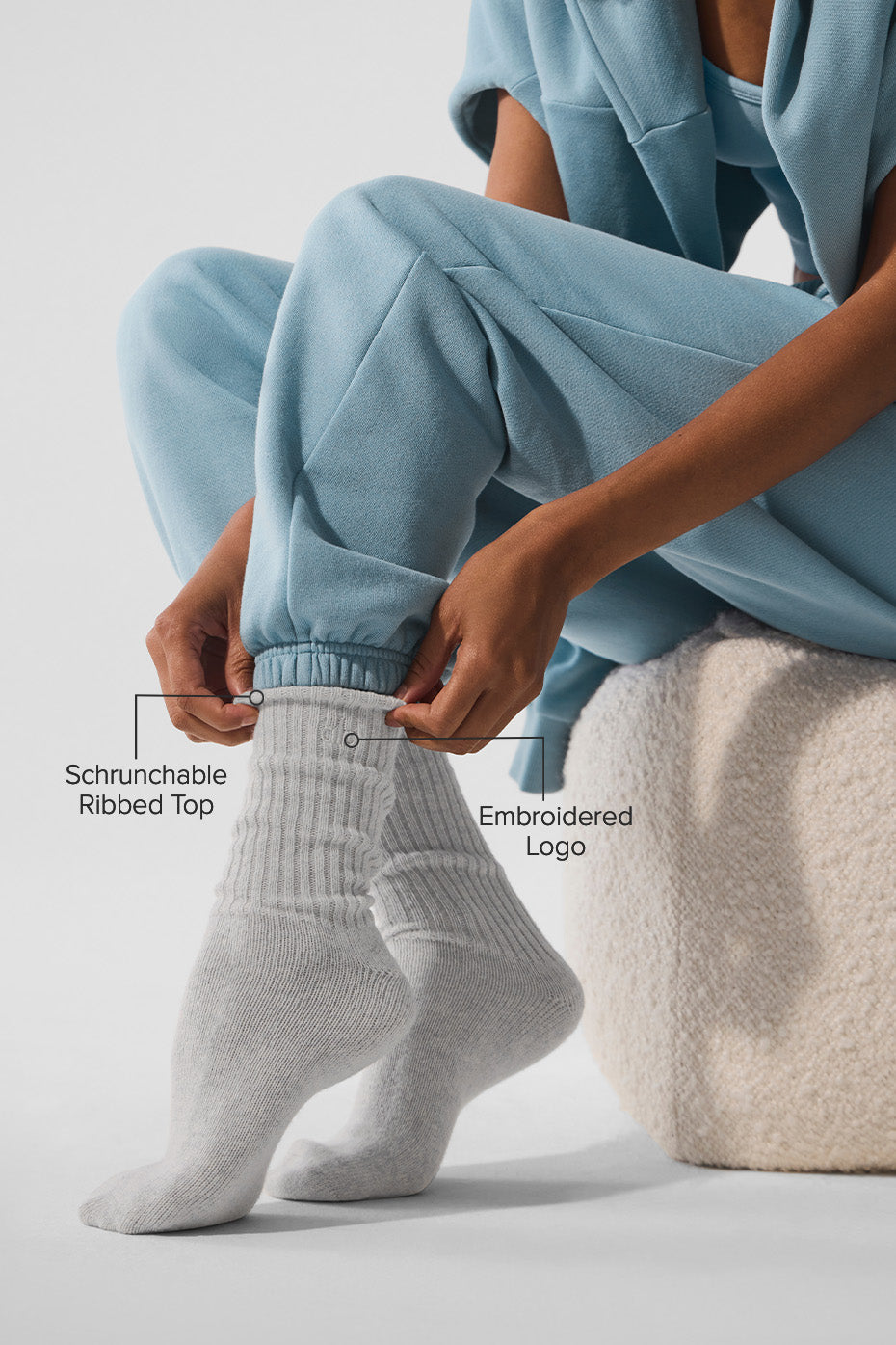 Unisex Wool Cashmere Light Frosted scok - 10 pairs - Light Heather Grey/Ivory