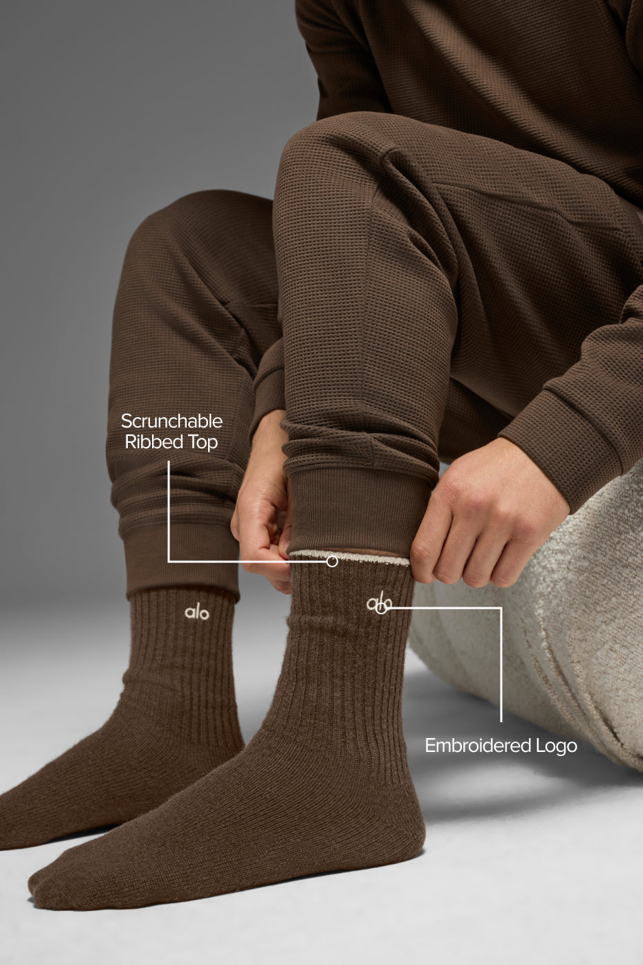 Unisex Wool Cashmere Light Frosted scok - 10 pairs - Espresso Heather/Ivory