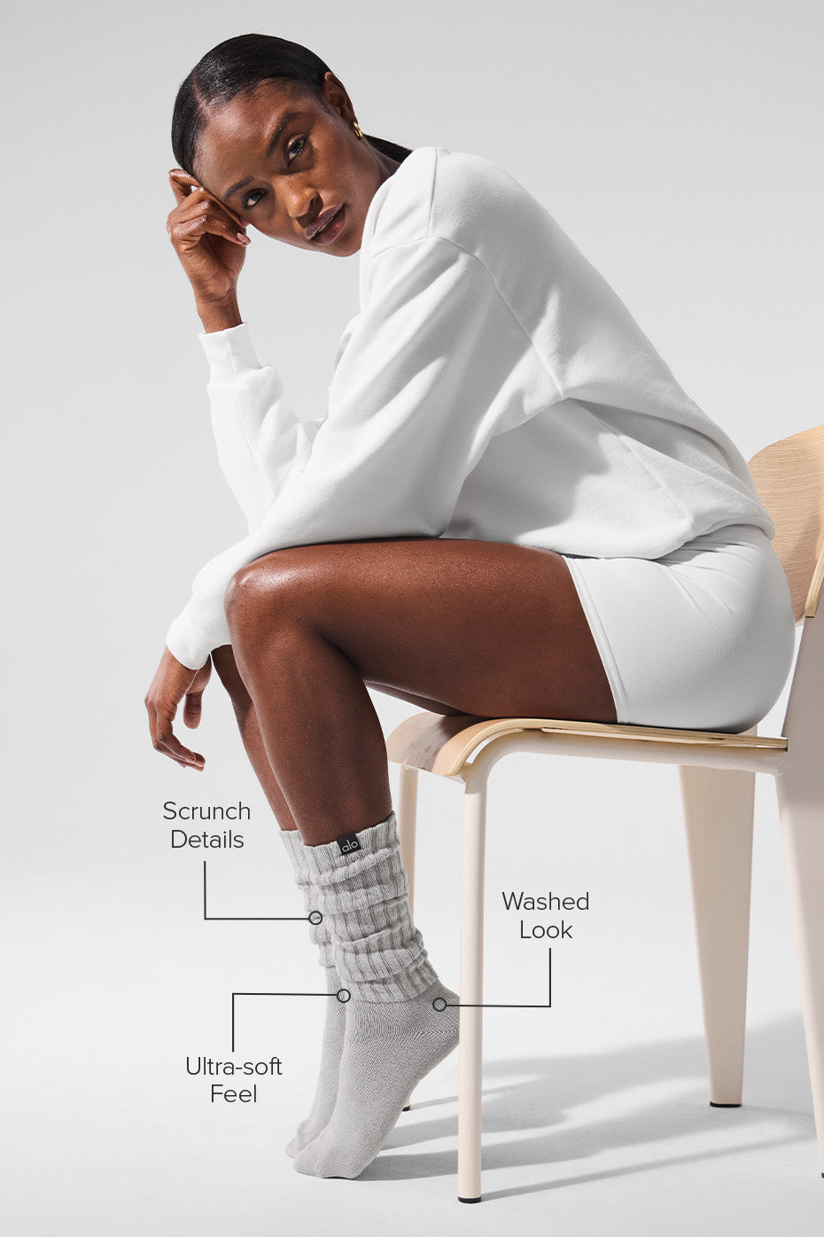 Unisex Washed Scrunch scok - 10 pairs - Hazy Grey Wash