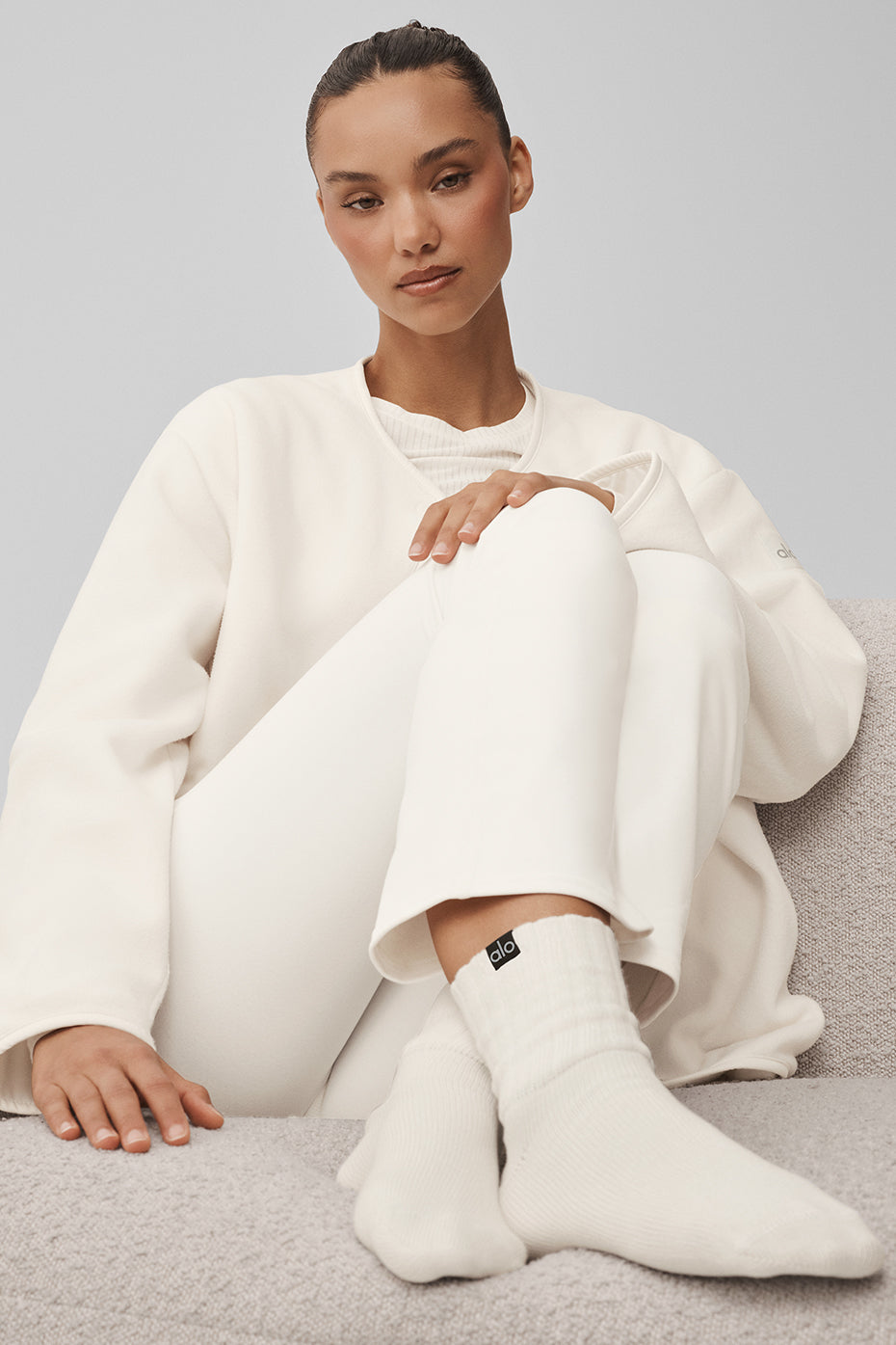 Unisex Half-Crew Scrunch scok - 10 pairs - Ivory