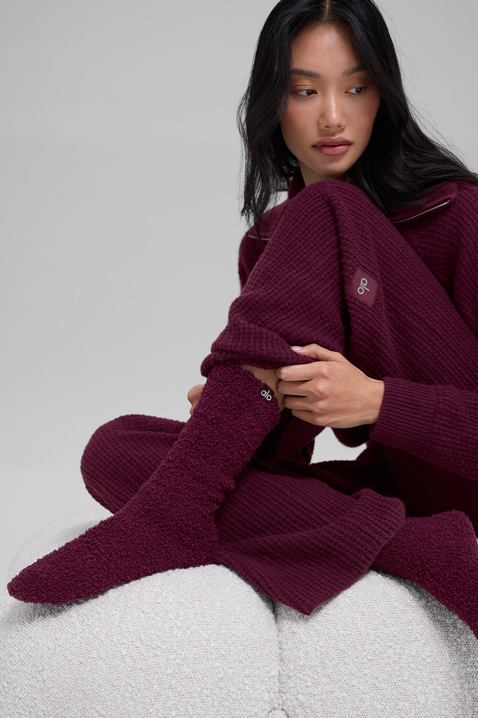 Women's Plush Lush scok - 10 pairs - Burgundy